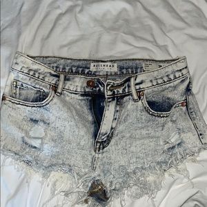 Denim high rise acid wash shorts